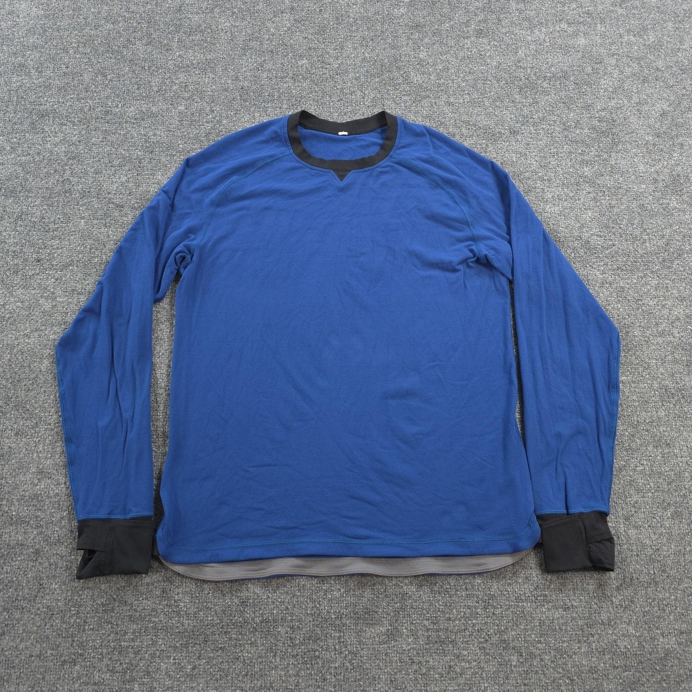 Lululemon Shirt Mens Large Blue Long Sleeve Performance Tee Run Gym Athletic